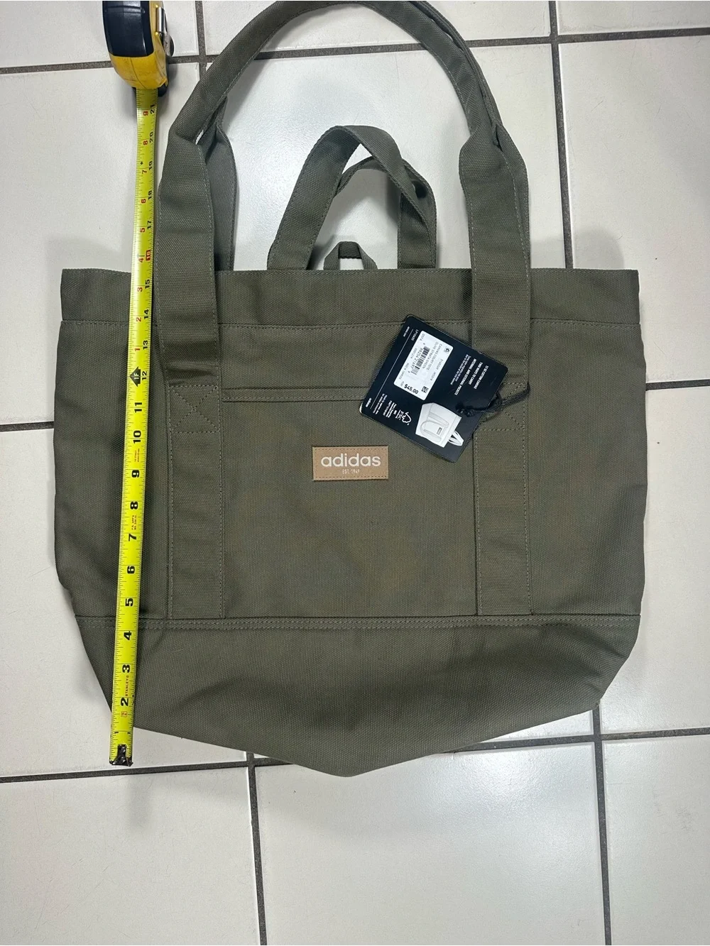 adidas Men Olive Canvas Messenger Tote Bag